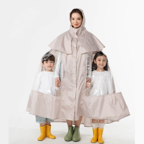 비오는날 아이와 함께 입는 캥거우비 방사능비 비옷 유아 레인코트 얼굴 안젖는 등원템